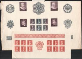 Horváth Endre 5 db vegyes rézmetszet terve / essays