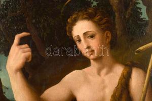 Jelzés nélkül, itáliai festő, XVIII. sz.: Keresztelő Szent János. Olaj, vászon. Restaurált, dublíroz...