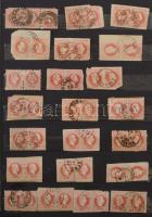 Ausztria 1867 1.288 db bélyeg kivágásokkal, szebb bélyegzésekkel is, 12 lapos, A/4-es berakóban