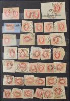 Ausztria 1867 1.288 db bélyeg kivágásokkal, szebb bélyegzésekkel is, 12 lapos, A/4-es berakóban