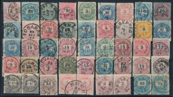 45 db Krajcáros bélyeg egykörös bélyegzéssel, jobbakkal