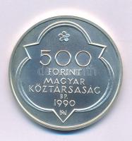 1990. 500Ft Ag "Budai vár" kapszulában T:BU, kis patina Adamo EM114