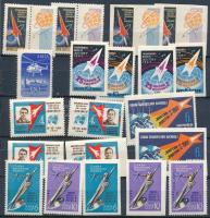 Szovjetunió 1960-1980 20 klf repüléssel, űrhajózással kapcsolatos kiadás, utóbbiaknál vágott értékek is, 2 db közepes berakólap minden oldalán