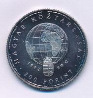 1992. 200Ft Ag "Veszélyeztetett állatvilág - Fehér gólya" kapszulában T:BU, patina Adamo EM126