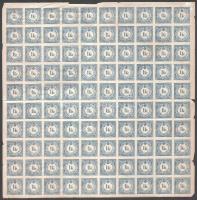 1888 Hírlapilleték bélyeg 1kr 100 db bélyeget tartalmazó használatlan, hajtott teljes ívben. Több he...