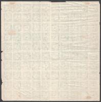 1888 Hírlapilleték bélyeg 1kr 100 db bélyeget tartalmazó használatlan, hajtott teljes ívben. Több he...