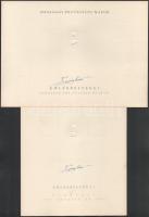 1939 2 db Protestáns napok bélyeg nélküli emléklap Légrády Sándor aláírásával / signature of Sandor Legrady on souvenir card without stamps