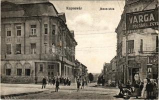 1916 Kaposvár, János utca, Gazdasági és Ipari Takarékpénztár, Varga, Ungár Béla és Ede (Lang Jakab és Társa utódai) üzlete. Szabó Lipót kiadása (EK)