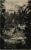 1915 Bucsecs-hegység, Butschetsch, Bucegi (Brassó mellett); Siebenbürgische Karpathen, Malajeschter-Hütte des S.K.V. Verlag Karpathenwacht. Nr. 16. Phot. A. Kobitzsch / Malajester menedékház, turistaház az Erdélyi Kárpátokban / tourist house (EK)