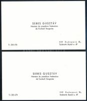 cca 1970-1980 Sebes Gusztáv labdarúgó edző (Aranycsapat) 2 db névjegye