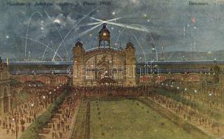 Praha the opening of the Exhibition Hall in 1908 with fireworks (EB)