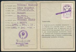 1985 Bp., Autós tanulóvezetői igazolvány