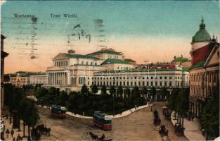 Warszawa, Warschau, Warsaw, Varsó; Teatr Wielki / theatre, tram (EB)