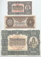 1920. 10.000K jelzett replika + 1923. 1000K "8 FILLÉR" jelzett replika + 1951. 50Ft jelzett replika T:AU