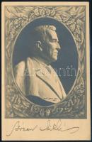 1939 Józan Miklós (1869-1946) unitárius lelkész, később erdélyi magyar unitárius püspök, költő, szónok autográf képeslapja köszönő soraival, saját domborművét ábrázolva.