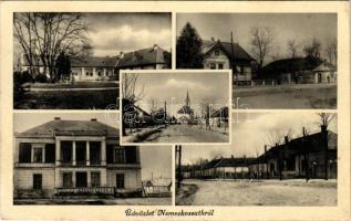 1939 Nemeskosút, Nemeskossuth, Kossuth, Kosúty (Galánta); Ábrahámffy kastély, utca, templom. Bittó János kiadása / castle, street, church (EK)