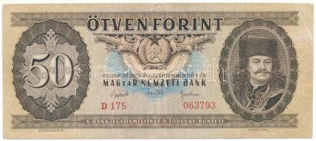 1951. 50Ft "D 175 063793" T:F,VG, firka-nyom a jobb szélén Adamo F18