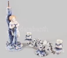 Ernst Bohne &amp; Sohne figurális kétágú gyertyatartó, jelzett, sérüléssel, hiánnyal, m: cca 31 cm