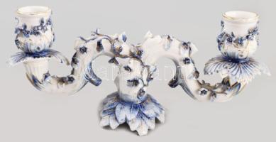 Ernst Bohne &amp; Sohne figurális kétágú gyertyatartó, jelzett, sérüléssel, hiánnyal, m: cca 31 ...