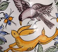 4 darab habán kerámia múzeumi másolat dísztárgy, váza, korsó, butella, gyömbértartó, jelzett, m: 25 ...