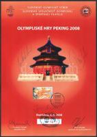 2008 Szlovák olimpikonok és sportvezetők által aláírt emléklap Pekingi Olimpia.         2008 Beijing Olympics commemorative card signed by Slovak Olympians and sports leaders.