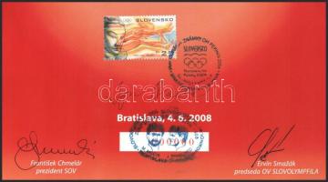 2008 Szlovák olimpikonok és sportvezetők által aláírt emléklap Pekingi Olimpia. 







2008...