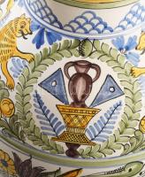 Marozsán József habán stílusú kerámia fedeles váza, jelzett, hibátlan, m: 33,5 cm