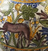 Marozsán József habán stílusú kerámia fedeles váza, jelzett, hibátlan, m: 36 cm