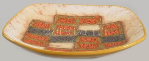 Várdeák Ildikó: Retró kerámia tál, jelzett, hibátlan, 24x24 cm