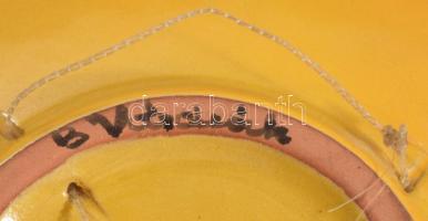 Várdeák Ildikó: Retró kerámia tál, jelzett, hibátlan, 24x24 cm