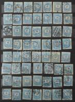 943 db Krajcáros bélyeg, főként Színesszámúak, köztük egykörös bélyegzések, összefüggések is, szépen...