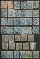915 db Krajcáros bélyeg, köztük egykörös bélyegzések, összefüggések, néhány levél is, 8 lapos, közepes berakóban