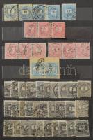 915 db Krajcáros bélyeg, köztük egykörös bélyegzések, összefüggések, néhány levél is, 8 lapos, közep...