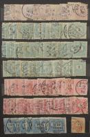 915 db Krajcáros bélyeg, köztük egykörös bélyegzések, összefüggések, néhány levél is, 8 lapos, közep...