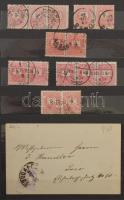 915 db Krajcáros bélyeg, köztük egykörös bélyegzések, összefüggések, néhány levél is, 8 lapos, közep...