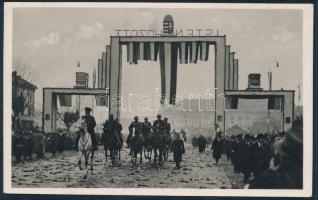 1938 Horthy visszatér képeslap antiszemita levélzáróval "KOMÁROM" - "SCHATTENDORF&quo...