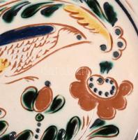 Horváth kerámia madaras fali dísztál. Kézzel festett, jelzett, hibátlan 25 cm