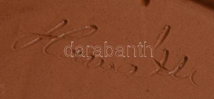 Horváth kerámia madaras fali dísztál. Kézzel festett, jelzett, hibátlan 25 cm