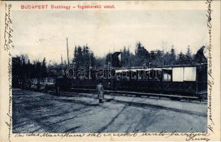 1912 Budapest XII. Svábhegy, fogaskerekű vasút megállóhelye vonattal, vasútállomás. Szerényi Béla kiadása (fl)