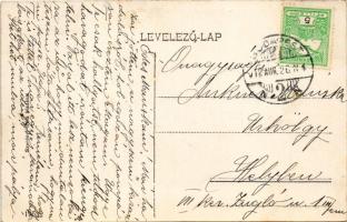 1912 Budapest XII. Svábhegy, fogaskerekű vasút megállóhelye vonattal, vasútállomás. Szerényi Béla ki...