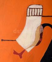 Penck jelzéssel: Színes kép. Olaj, farost, 68x65 cm