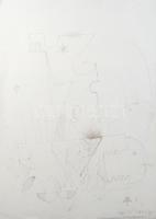 Olvashatatlan jelzéssel: Hommage a Picasso (olvashatatlan címmel). Tus, toll, papír, 70x50 cm