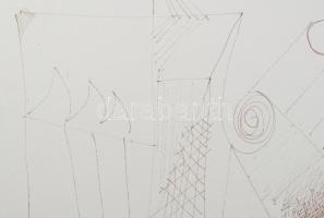 Olvashatatlan jelzéssel: Hommage a Picasso (olvashatatlan címmel). Tus, toll, papír, 70x50 cm