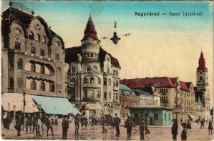 1915 Nagyvárad, Oradea; Szent László tér, Vigadó mozgó (mozi), Fekete Sas szálloda és kávéház / square, cinema, hotel and café (EK)