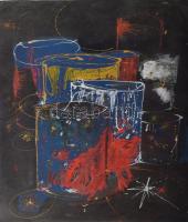 Jelzés nélkül: Színes kép. Vegyes technika, kollázs, karton, apró sérülésekkel. 70x50 cm