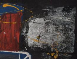 Jelzés nélkül: Színes kép. Vegyes technika, kollázs, karton, apró sérülésekkel. 70x50 cm