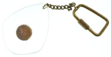 1970 k. 1Ft sárgaréz mini pénz kulcstartónak megcsinálva, egyoldalas kivitel T:AU