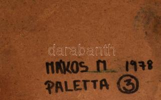 Mákos Margit (1952-): Paletta 3. Olaj, vegyes technika, farost, jelzett a hátoldalán. 68x46 cm