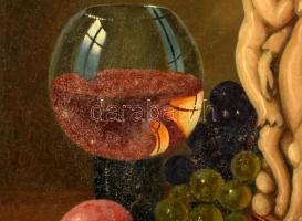 Szepesi Andor (1954-): Csendélet. Olaj, farost. Jelezve jobbra lent. 40x30 cm. Dekoratív, sérült fak...