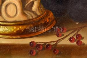 Szepesi Andor (1954-): Csendélet. Olaj, farost. Jelezve jobbra lent. 40x30 cm. Dekoratív, sérült fak...